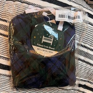 Little Sleepies Emerald plaid crib sheet, blue, green & black, soft bamboo NWT